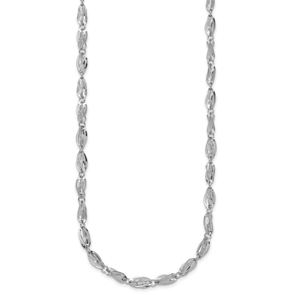 14K White Gold Fancy Link Necklace 18"
