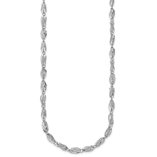 14K White Gold Fancy Link Necklace 18"