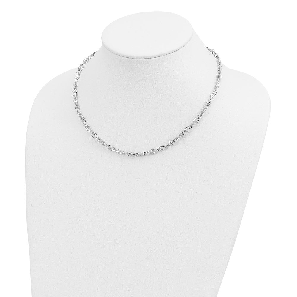 14K White Gold Fancy Link Necklace 18"