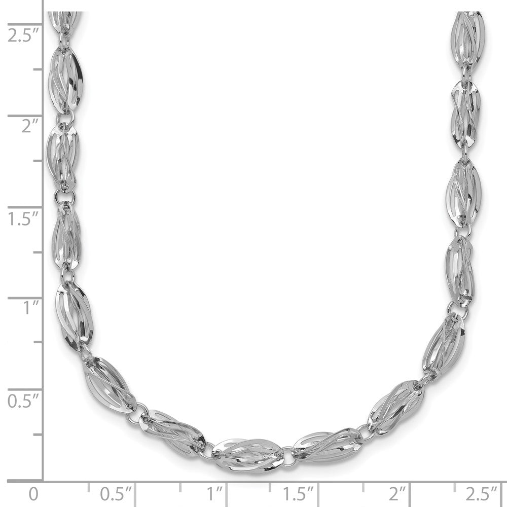 14K White Gold Fancy Link Necklace 18"