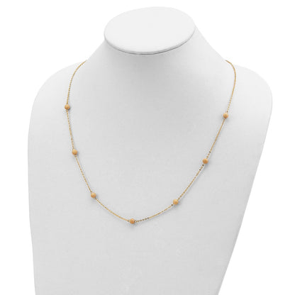 14k Yellow Gold Textured 7 Stations Ball Necklace 24"
