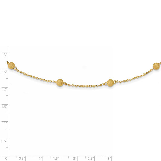 14k Yellow Gold Textured 7 Stations Ball Necklace 24"
