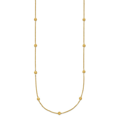 14k Yellow Gold Polished Diamond-cut Tiny Puffed Circles 15-Station Necklace 18"