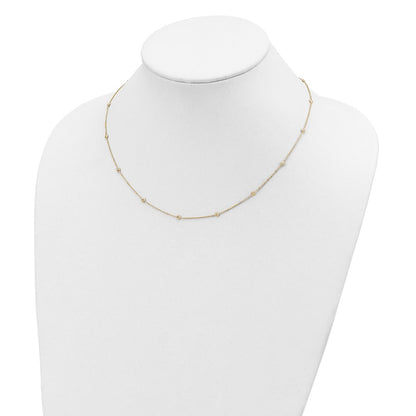 14k Yellow Gold Polished Diamond-cut Tiny Puffed Circles 15-Station Necklace 18"