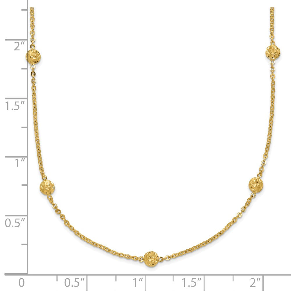 14k Yellow Gold Polished Diamond-cut Tiny Puffed Circles 15-Station Necklace 18"