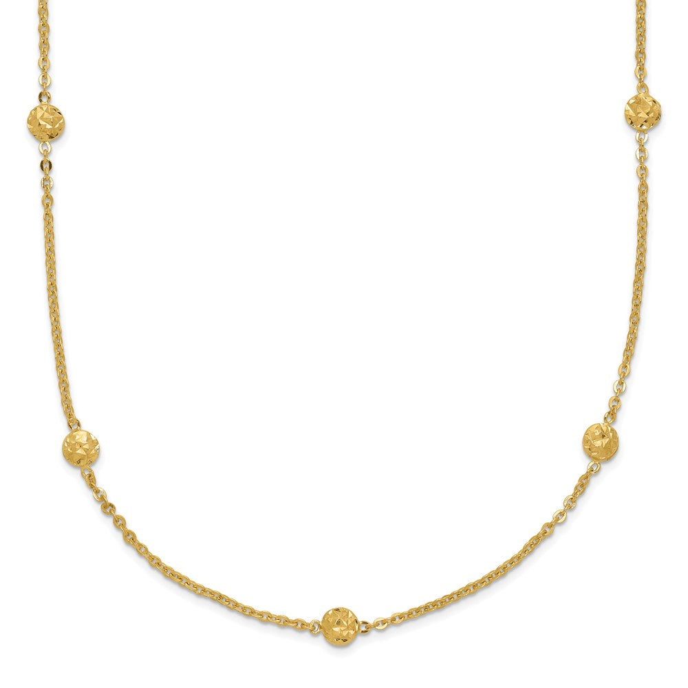 14k Yellow Gold Polished Diamond-cut Tiny Puffed Circles 15-Station Necklace 18"