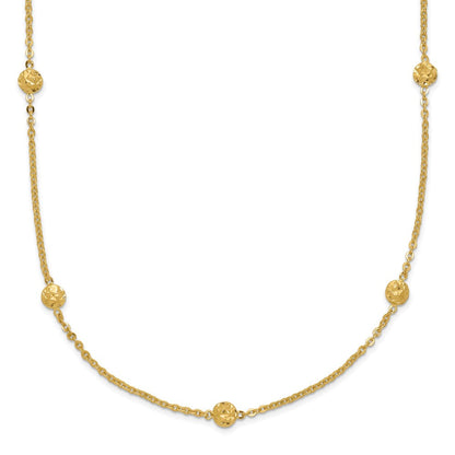 14k Yellow Gold Polished Diamond-cut Tiny Puffed Circles 15-Station Necklace 18"