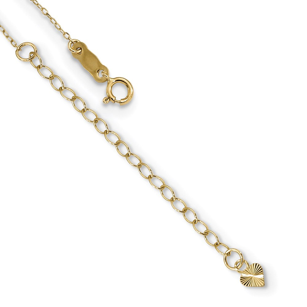 14k Yellow Gold Polished 2-Strand Diamond-cut Cross and Heart Necklace 18"