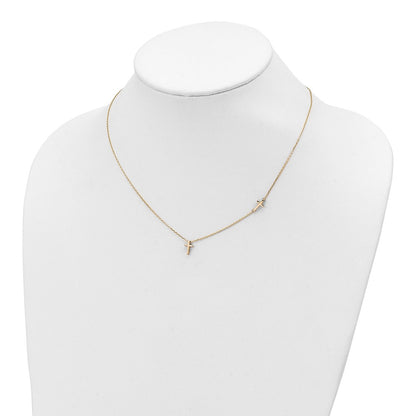 14k Yellow Gold Polished Sideways Cross and Cross Pendant Necklace 18"