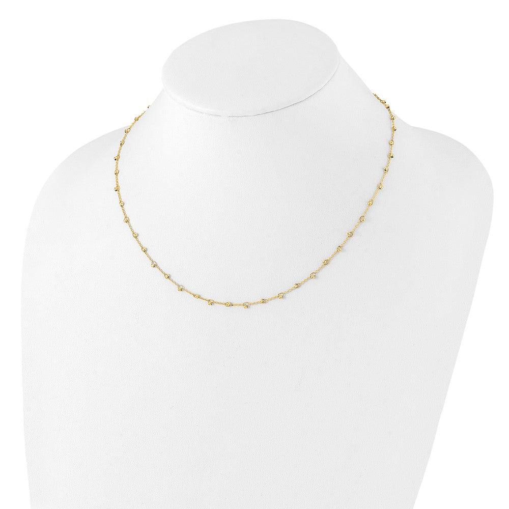 14k Yellow Gold Polished and Diamond-cut Beaded Necklace 18+2"