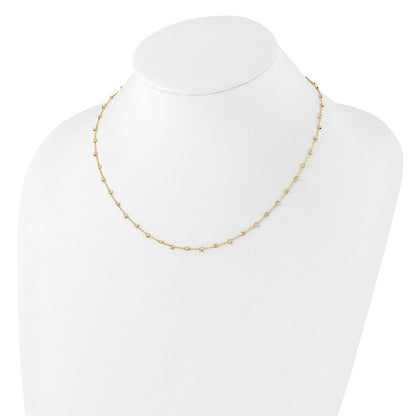 14k Yellow Gold Polished and Diamond-cut Beaded Necklace 18+2"