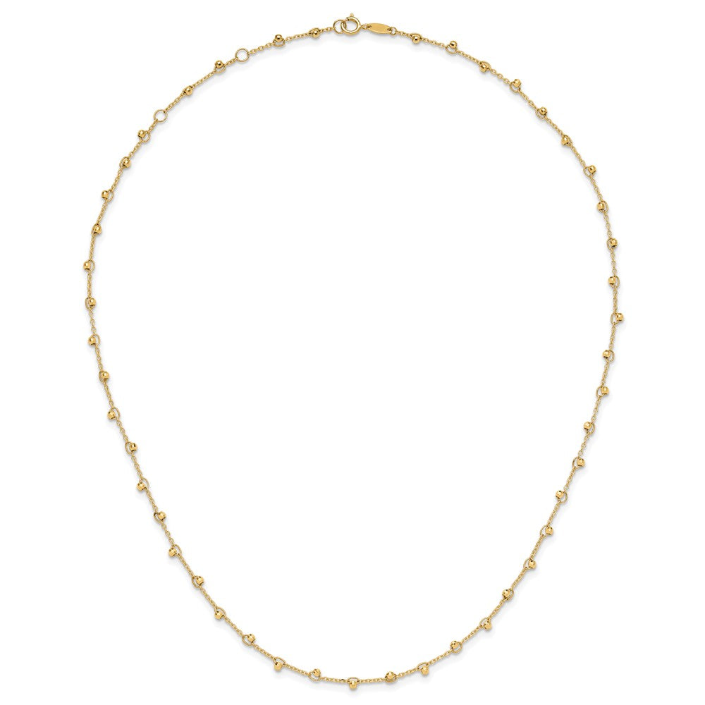 14k Yellow Gold Polished and Diamond-cut Beaded Necklace 18+2"