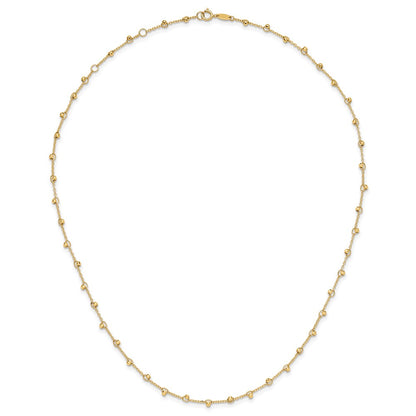 14k Yellow Gold Polished and Diamond-cut Beaded Necklace 18+2"
