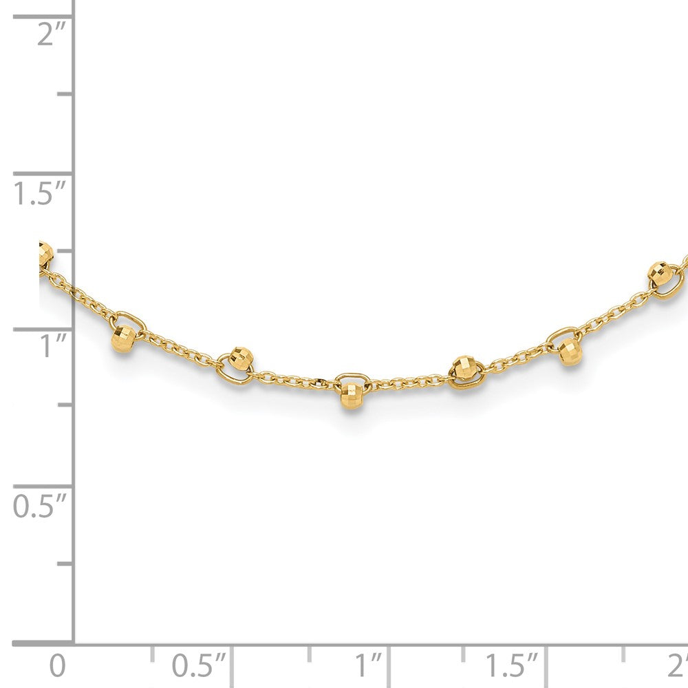 14k Yellow Gold Polished and Diamond-cut Beaded Necklace 18+2"