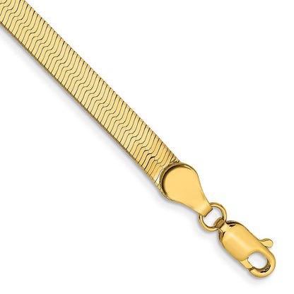 14k Yellow Gold 4mm Silky Herringbone Bracelet 7 inch with Lobster Clasp