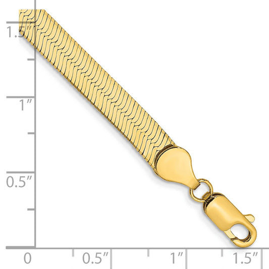 14k Yellow Gold 5.5mm Silky Herringbone Chain Bracelet 8" with Lobster Clasp