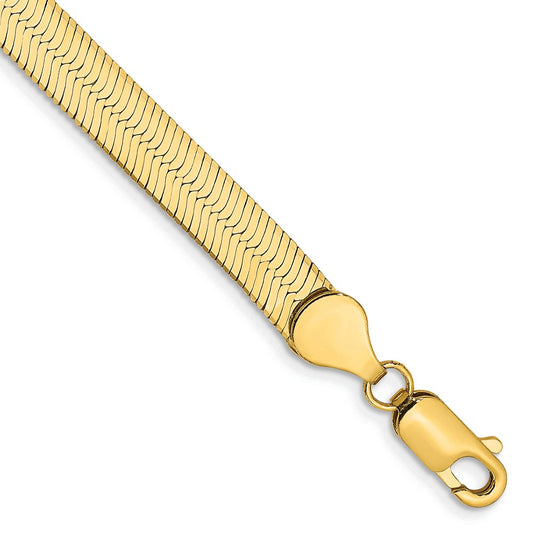 14k Yellow Gold 5.5mm Silky Herringbone Chain Bracelet 8" with Lobster Clasp