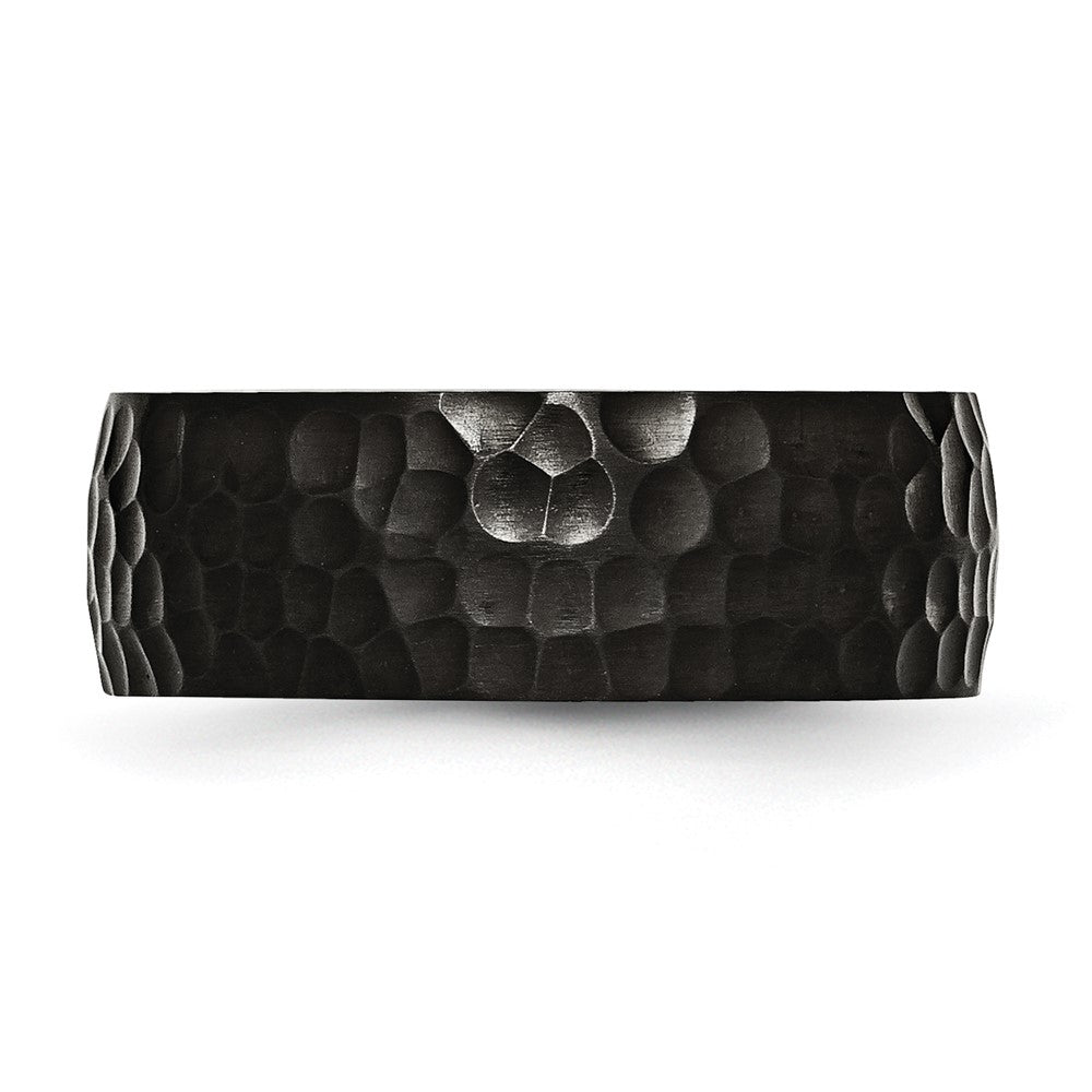 Stainless Steel Hammered Black IP-plated 8mm Band Ring
