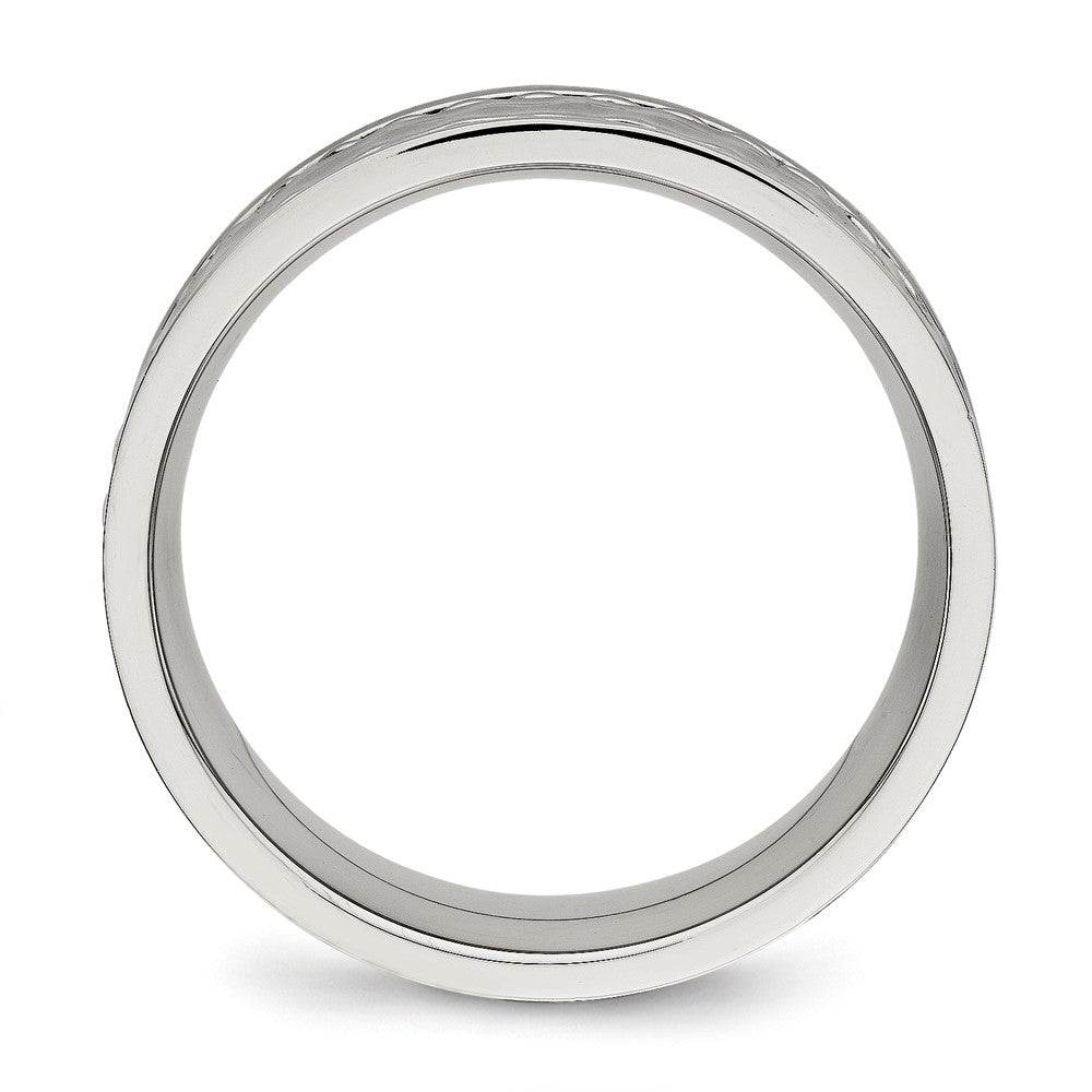 Stainless Steel Polished and Hammered 8mm Comfort Fit Band Ring