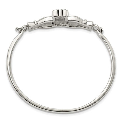 Stainless Steel Antiqued and Polished Claddagh Bangle