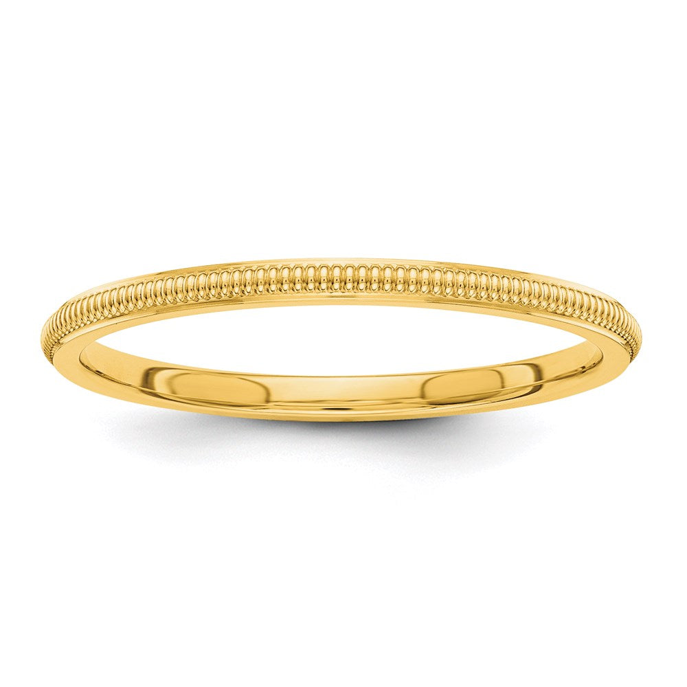 14k Yellow Gold 1.5mm Milgrain Stackable Band Ring