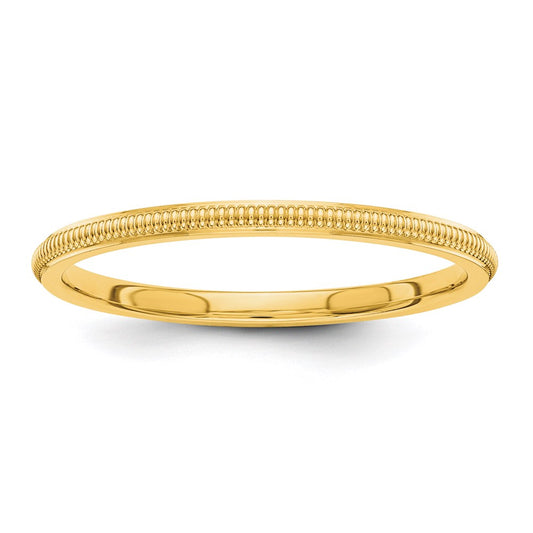 14k Yellow Gold 1.5mm Milgrain Stackable Band Ring