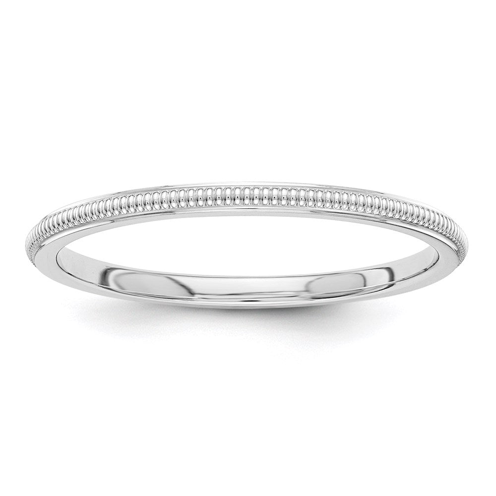 14k White Gold 1.5mm Milgrain Stackable Band Ring