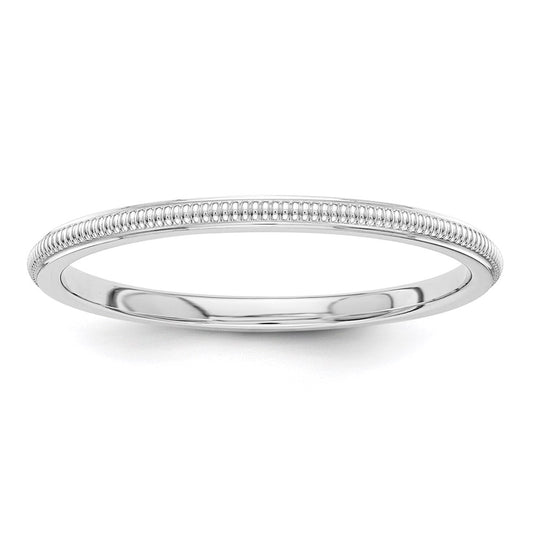 14k White Gold 1.5mm Milgrain Stackable Band Ring