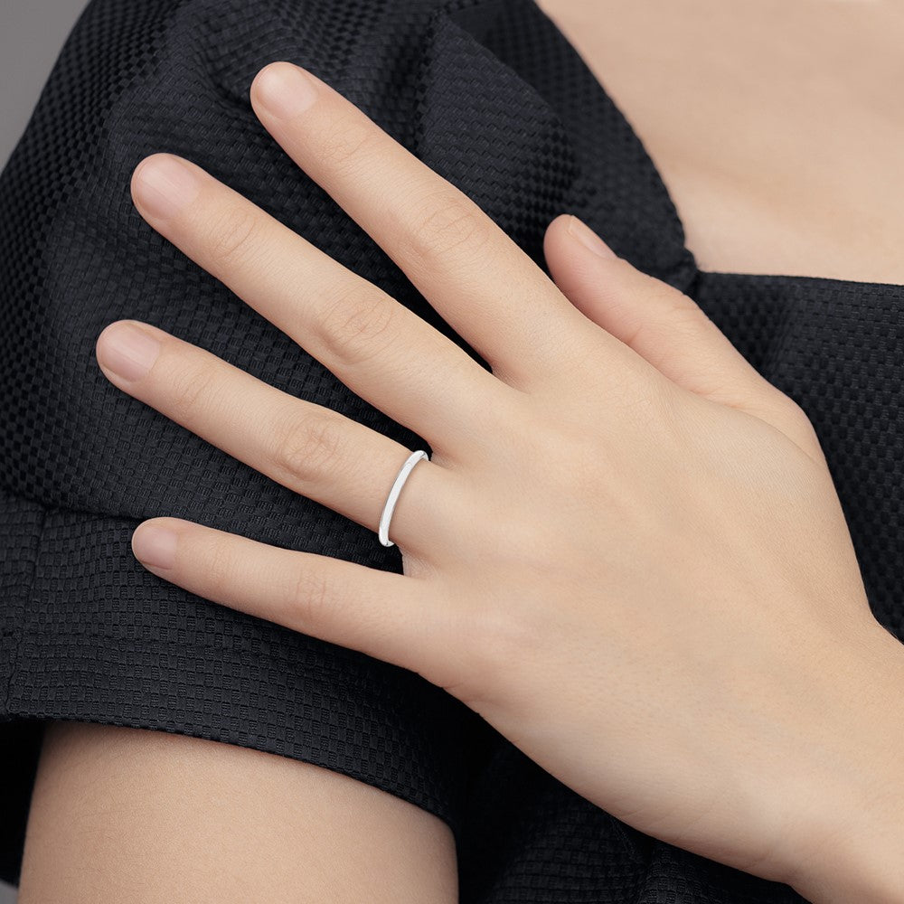 14k White Gold Polished 2mm Stackable Band Ring