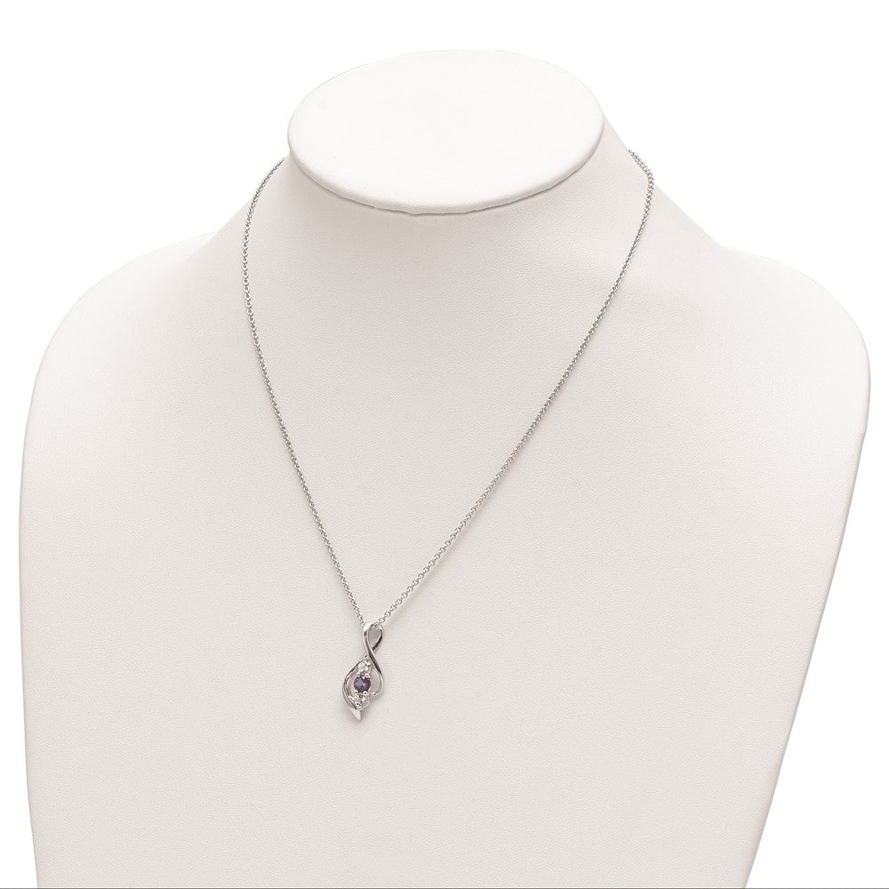 10K White Gold Clear Purple Topaz Necklace 18"