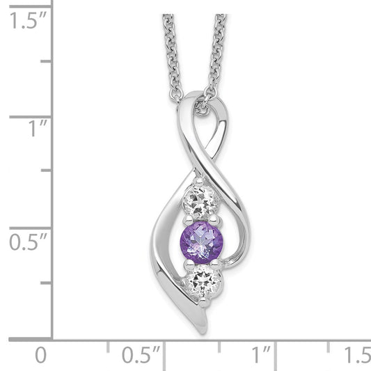 10K White Gold Clear Purple Topaz Necklace 18"