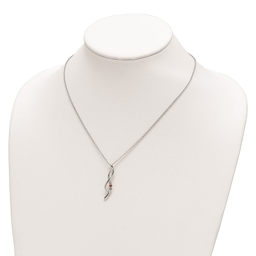 10K White Gold White and Pink Topaz Drop of Faith Necklace 18"