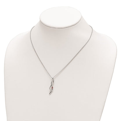 10K White Gold White and Pink Topaz Drop of Faith Necklace 18"