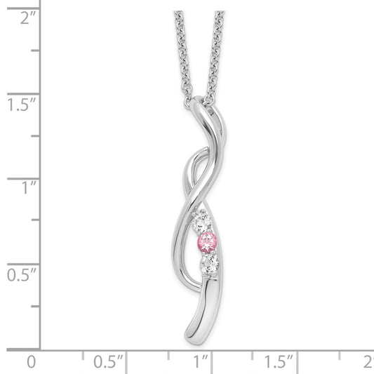 10K White Gold White and Pink Topaz Drop of Faith Necklace 18"
