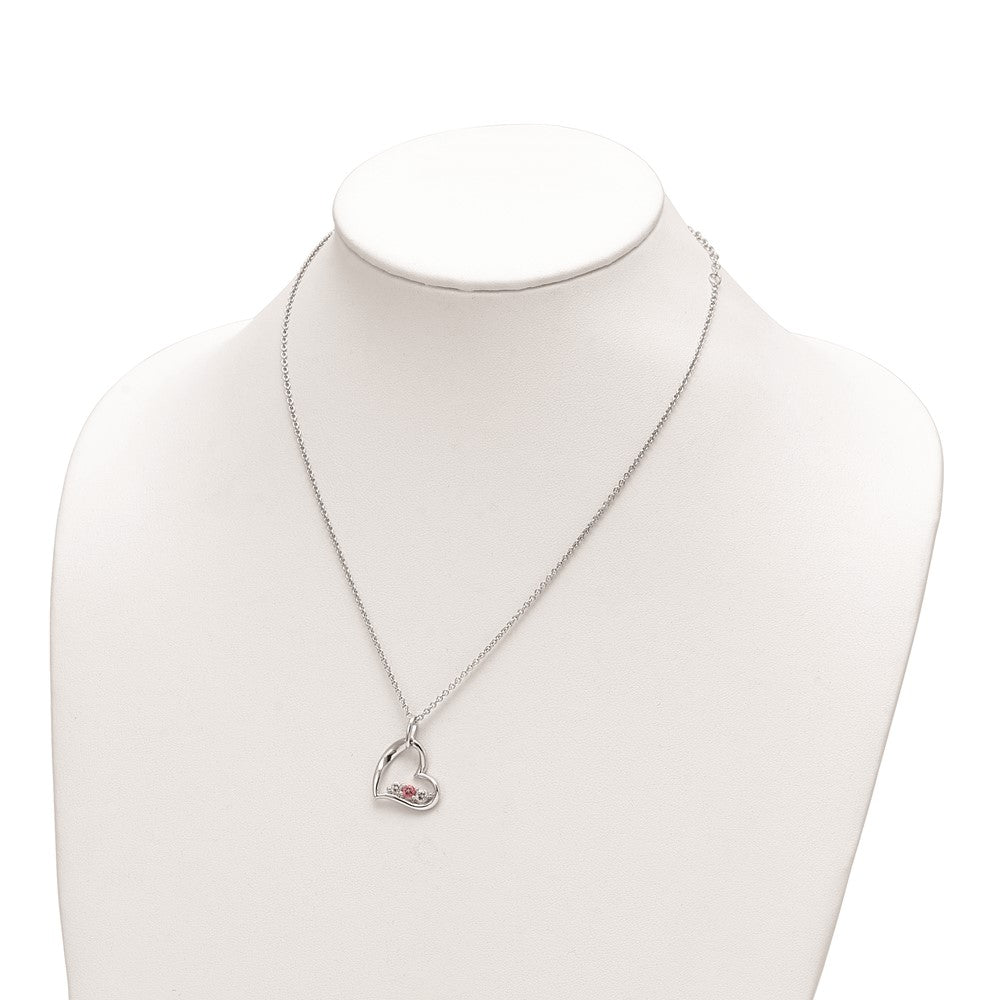 Sterling Silver Topaz Heart of Strength Necklace 18"