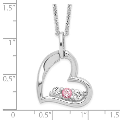 Sterling Silver Topaz Heart of Strength Necklace 18"