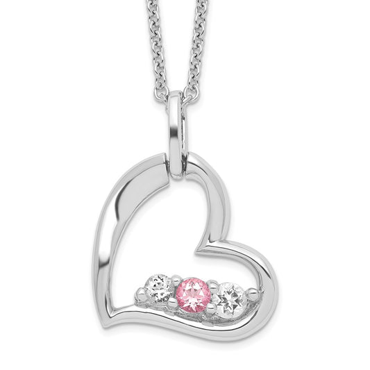Sterling Silver Topaz Heart of Strength Necklace 18"