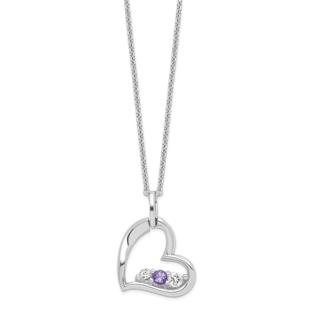 Sterling Silver Topaz Heart of Strength Necklace 18"