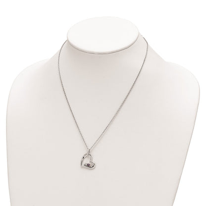 Sterling Silver Topaz Heart of Strength Necklace 18"