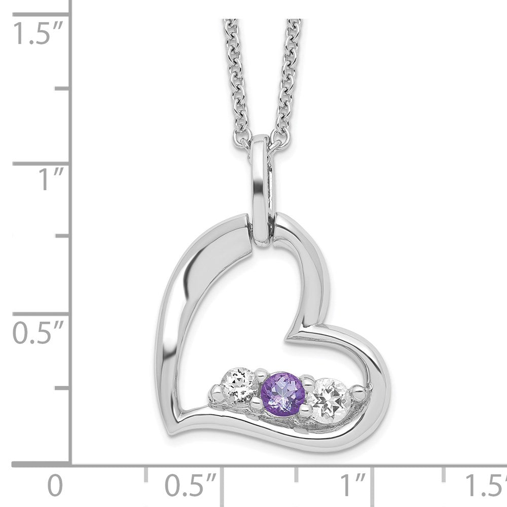 Sterling Silver Topaz Heart of Strength Necklace 18"