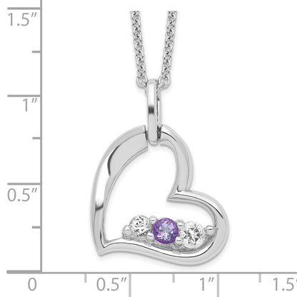 Sterling Silver Topaz Heart of Strength Necklace 18"
