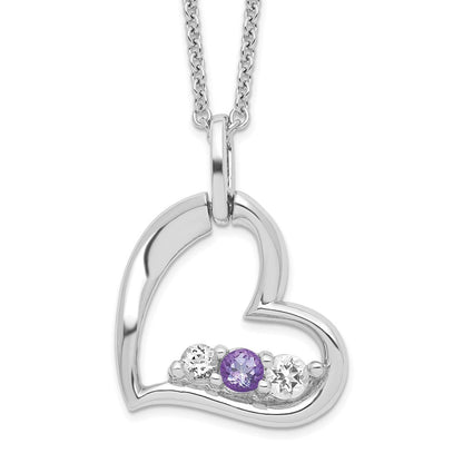 Sterling Silver Topaz Heart of Strength Necklace 18"