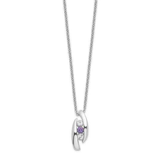 Sterling Silver White and Purple Topaz Pillar of Strength Necklace 16"