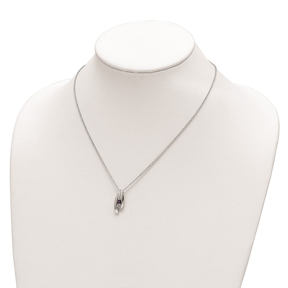 Sterling Silver White and Purple Topaz Pillar of Strength Necklace 16"