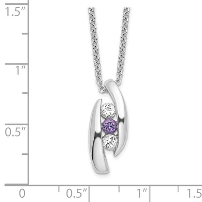 Sterling Silver White and Purple Topaz Pillar of Strength Necklace 16"