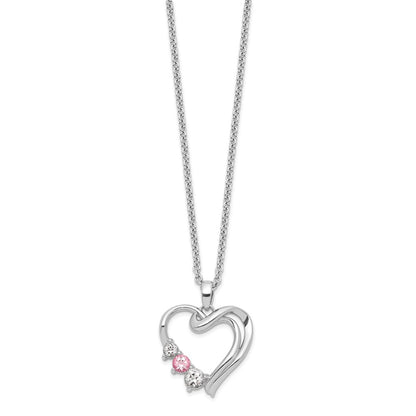10K White Gold Clear Pink Topaz Heart of Healing Necklace 18"