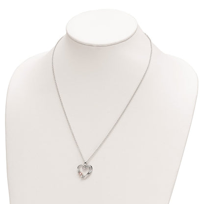 10K White Gold Clear Pink Topaz Heart of Healing Necklace 18"