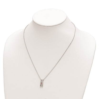 10K White Gold White and Pink Topaz Grateful Necklace 18"