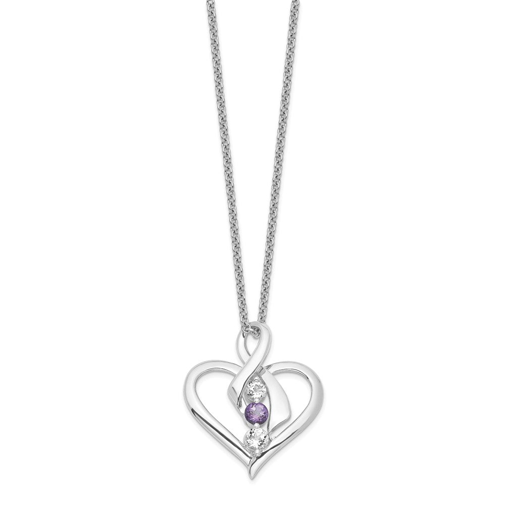 10K White Gold Clear Purple Topaz Heather Necklace 18"