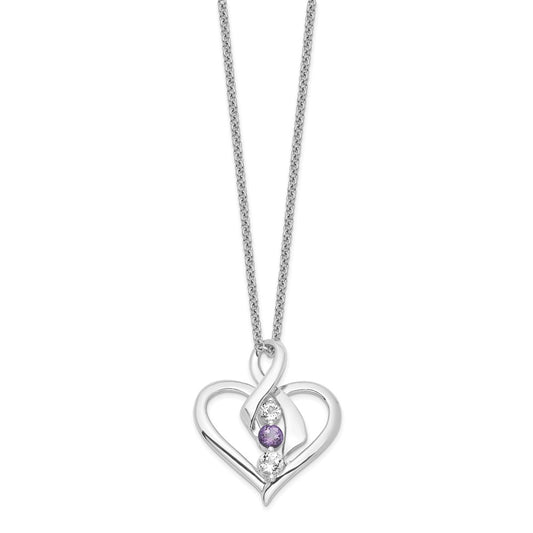 10K White Gold Clear Purple Topaz Heather Necklace 18"